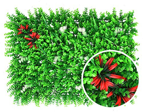 GAOAZHEN Artificial Grass Wall Panels, Artificial Plants Wall Boxwood Hedge Mat 12PCS, UV Protection High Density Greenery Panels, Backdrop Hedge Wall, Artificial Boxwood Topiary Hedge Plant, Outdoor