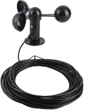 Sensor de monitoreo de velocidad del viento, 0-3.8 V, 3 tazas, medidores de velocidad del viento, orificio de montaje de 4 cm/1.6 pulgadas, detector anemómetro antiinterferencias