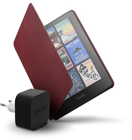 Amazon Kindle Colorsoft 16 GB + Rubinroter Hülle aus Premiumleder+ 9W-Netzteil