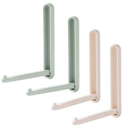 ZSUIQIN 4 Stück Selbstklebender Wandhaken, für Waschküche & Kleiderschrank | ABS und Edelstahl, Weiß, Ausziehbar Bis 14,5 cm, Klappbares Design, Zum Aufhängen Von Kleiderbügeln, Handtüchern Und Hüten