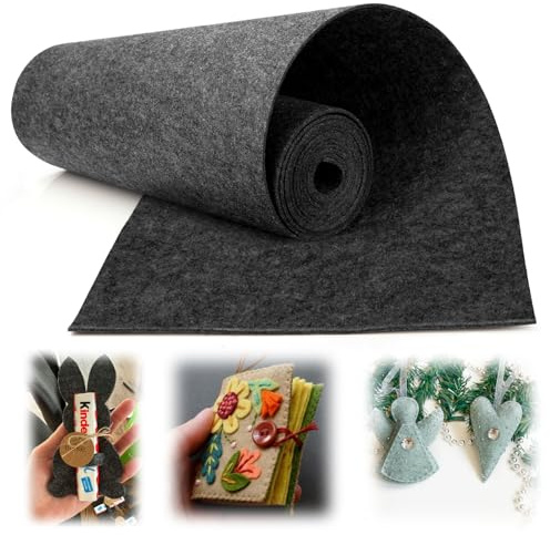 Mbsomnus Filt, metervara, 40 × 300 cm, filttyg metervara 3 mm tjock, filtrulle mörkgrå, filtmatta polyester, filtmattor för tillskärning för gör-det-själv pyssel, sömnad, broderifilt, skydd, katt