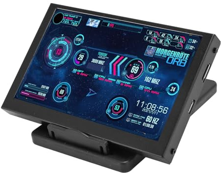 CHICIRIS Sensor de PC -Panel de 5 Pulgadas ComputerFemp HD Interfaz Multimedia Visual Them Theme Screen Resolución HD Resolución PC CPU RAM Monitor Datos HDD para la Configuración del Juego 1