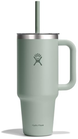 Hydro Flask 40 Oz Clear Lid Travel Tumbler with Straw and Handle - Insulated Stainless Steel in 40 Oz Agave