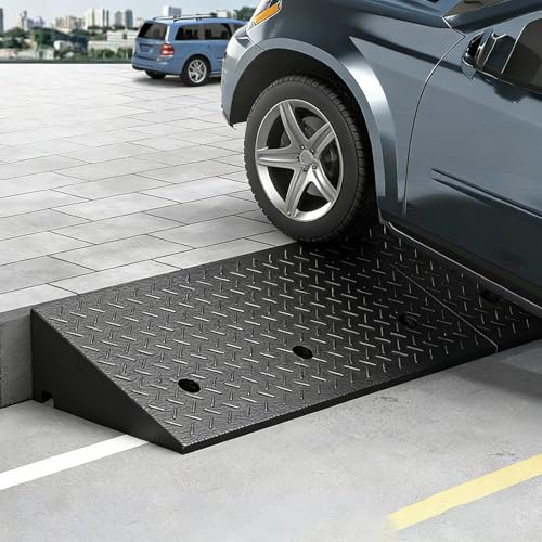 Heavy Duty Driveway Curb Ramps 11023 lbs Load Capacity, 4.7/5.1 Inches Rise Height Rubber Threshold Ramp for Strollers, Motorcycles, Cars, Lawn Mowers & Trailers(100x35x13cm/39.4x13.8x5.12in)