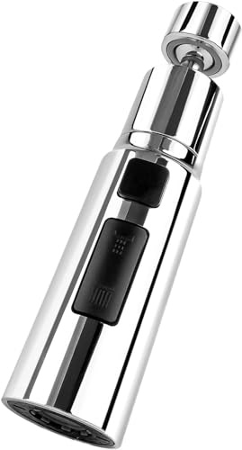 Kitchen Tap Spray Head 360° Swivel Spout FM22M24 Sink Attachment with 3 Modes, Extender for Replacement Faucet Booster Filter, Aerator Adapter Accessories, Silver