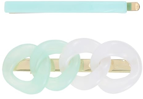 Baluue 2pcs Lady Headwear Hair Side Clips Set in Green Resin and Iron Lasting Luster and Fine Polishing, Creative and Elegant Hair Clamps for Birthday