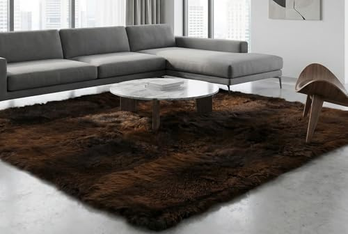 generisch Lammfell Teppich Braun Natur ca. 170 x 190 cm aus 6 Britischen Lammfellen