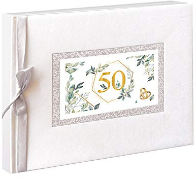 A ARGUVAL EDITORIAL Libro de Firmas Bodas de Oro, tamaño 27,5 x 23 cm, Libro de visitas, Recuerdo Boda, Boda Oro