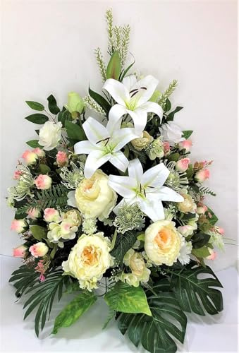 LBA Künstliche Blumenzentrum für den Friedhof. Auch für Kirchen. Spezieller Tag der Heiligen Maße: 80 x 70 x 45 cm.
