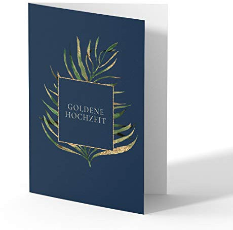 (30 x) Goldene Hochzeit Einladungskarten Goldhochzeit 50 Jahre Einladung - Goldener Farn