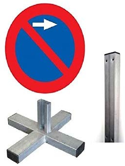 FERRETELIX® Señal Vial R-308F Prohibido aparcar derecha con poste 1,5 m y cruceta (no incluye tornilleria ni conteras)