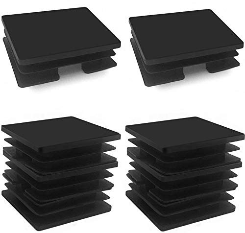 3 Square Tubing End Caps, Plastic Square Plugs 75 mm x75 mm for Chair Glide Floor Protector Tubing Post End Cap Black (8 Pack)