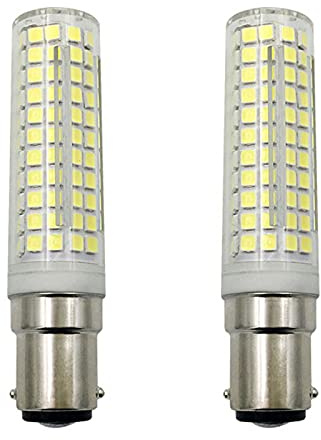 BA15D LED Bulbs 15W Dimmable, 120V Double Contact Bayonet Base, 136-LEDs 2835SMD 6000K Daylight White, 2250LM CRI>90+,150 Halogen Equivalent for Sewing Machines Pendant Ceiling & Wall Lights 2-Pack