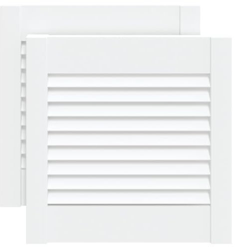 vidaXL 2X Madera Maciza Pino Puertas Persiana con Celosía Rejilla Armario Tablillas Guardarropa Separador Decoración Blanco 39,5x39,4 cm