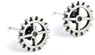 Silber Ohrstecker Für Damen, Vintage 925 Sterling Silber Herren Ohrringe Steam Punk Zahnrad Rustikal Gothic Ohrringe Statement Antik Schmuck Für Herren Mädchen Jungen