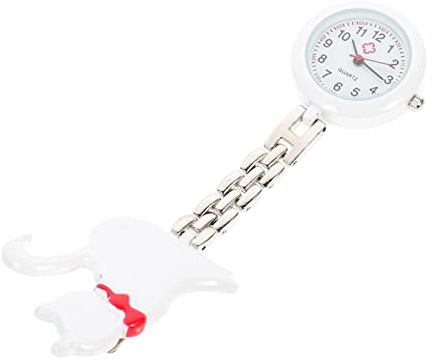 Bezaubernde Katzen Quarz Taschenuhr als Hängeuhr für Krankenschwestern | 1 Stück, Weiß, Glas und Legierungsdetails, Leicht und Pflegeleicht, für Ärztinnen Sowie Pflegepersonal