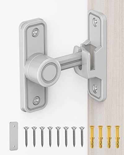 Serrature per cancelli resistenti ad angolo retto di 90 gradi, serratura per porta scorrevole antifurto, per recinzione in legno, giardino, bagno, garage, finestra, include vite (argento)