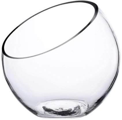 Glas schräg geschnittene Schüssel, transparente Schalen, Klarglas Vase, klare Kugel Glocke, Glas Terrarium, Fisch Schale Pflanze Terrarium, Runde Blume Vase, 22,8cm