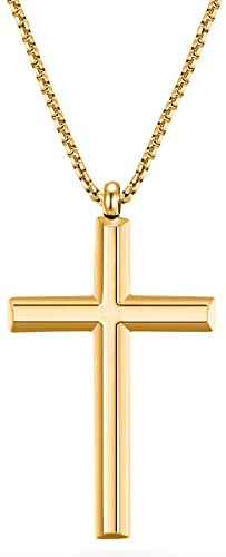 day.berlin Herren Kreuzkette 18k vergoldet | Halskette 60cm lang mit Kreuz Anhänger, stabile Venezianer Kette aus 316L Edelstahl, nickelfrei und wasserfest