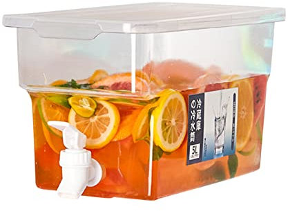 Pomurom Distributore di Acqua da Frigo, 5 Litri Dispenser di Bevande con Rubinetto, Contenitore per Bevande con Coperchio, Bollitore Freddo per Bevande da Festa, Succhi di Frutta, tè Freddo, Limonata