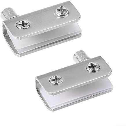 Bisagra de armario de puerta de cristal, acero inoxidable + latón ajustable clip pivote para bisagras de puerta de armario de cocina de vidrio de 5 a 8 mm