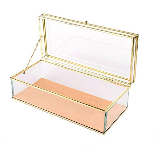 BONOOL Schmuckschatullen, transparentes Glas, Schmucktruhe, nordisch, schlicht, modern, kreativ, große kosmetische Aufbewahrungsbox, Schmuckschatulle für Damen