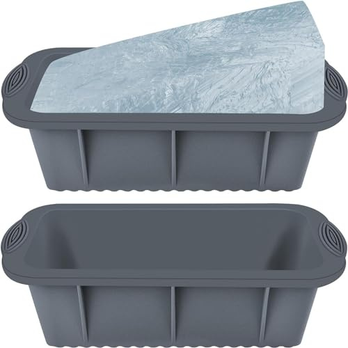 Stampi per cubetti di ghiaccio di grandi dimensioni, confezione da 2 cubetti di ghiaccio riutilizzabili a rilascio facile stampo per cubetti di ghiaccio in silicone per bagno di ghiaccio (grigio)
