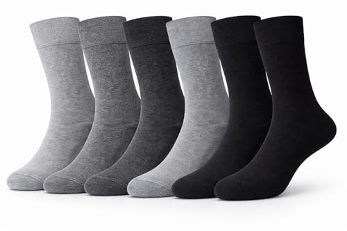 reshmena® 3 par män diabetesstrumpor bred elastisk bomull lös topp män strumpor svullna fötter män icke-elastiska strumpor storlek UK (6-11), Gråa (3 par), 40-45 EU