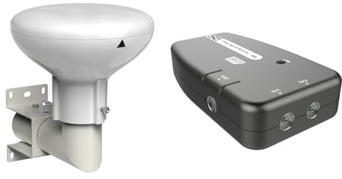 SLx 27895K4 Outdoor Aerial, Digidome For TV Digital Freeview HD 360° Omni Directional Amplified Antenna & TV Signal Booster Aerial Amplifier, 2 Way Signal Distribution Amplifier with Coax Connections