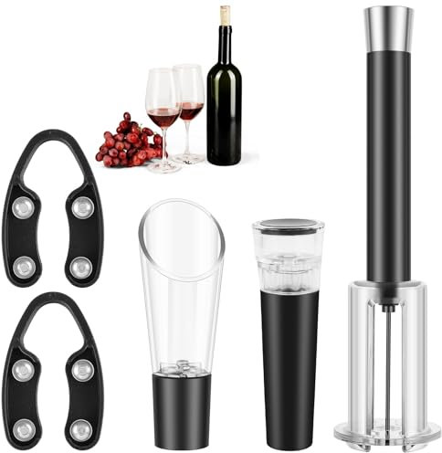 Wine Opener Set Air Pressure Pump Wine Bottle Opener Set with Foil Cutter Easy Cork Remover Corkscrew Vacuum Wine Stoppers for Wine Lovers