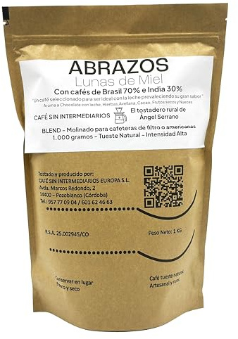 CAFE SIN INTERMEDIARIOS - Abrazos - Caffè del Brasile per macchine a filtro o americane 1Kg - Tostatura settimanale - Confezionato e macinato alla spedizione - Intensità media