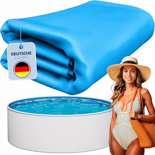 poolomio Poolfolie blau für Stahlwandpool rund 550 x 120 cm | Poolinnenfolie Aufstellpool Winterfest und UV-beständig | Ersatzfolie für Gartenpool | Pool Innenhülle 0,4 mm Stärke