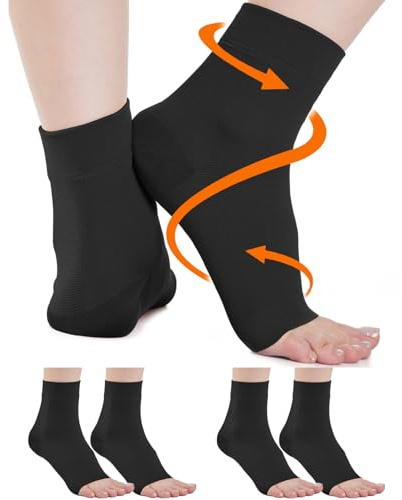 2 Paar Sprunggelenkbandage Medizinische Kompressionssocken Damen & Herren 20-30mmhg, Stützstrümpfe Bandage Fußgelenk Knöchelbandage für Schwellung Fersensporn Verstauchung Sport (2x Schwarz, XL)