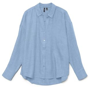 VERO MODA Vmmelaney Queeny Ls skjorta WVN Noos skjorta, Chambray Blue, XL
