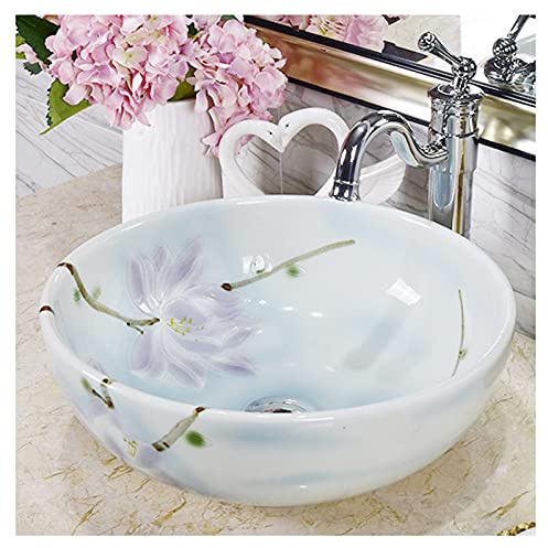Éviers à Poser, Lavabo de Salle de Bain Plan de Toilette Moderne au-Dessus du comptoir Meuble de Salle de Bain Vasque à Cuvette Lavabo Rond for Salle de Bain 40x15cm