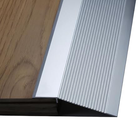 Aluminium Übergangsleiste, Bodenübergangsstreifen Höhenausgleich 0.8-4cm, Abschluss Übergangsprofil, Rampe Türschwelle, Für Fußböden Übergangsleisten Laminat Ausgleichsprofil(Silver)