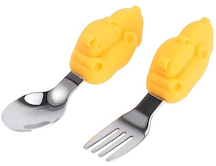 CIYODO Edelstahlbesteck Set Mit Löffel Und Gabel Aus Hochwertigem Material Für Junge Mädchen Und Kleinkinder Rutschfeste Griffe Für Einfaches Greifen Temperaturbeständig Und Langlebig