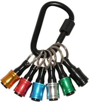 6PCS Bit Holders 1/4 Socket, Hex Shank Screwdriver Bit Holder Aluminum Alloy Extension Bar Drill Screw Adapter Change Keychain Portable for Drill Bits & Flexible Drill Bit Extension Set & Nut Driver