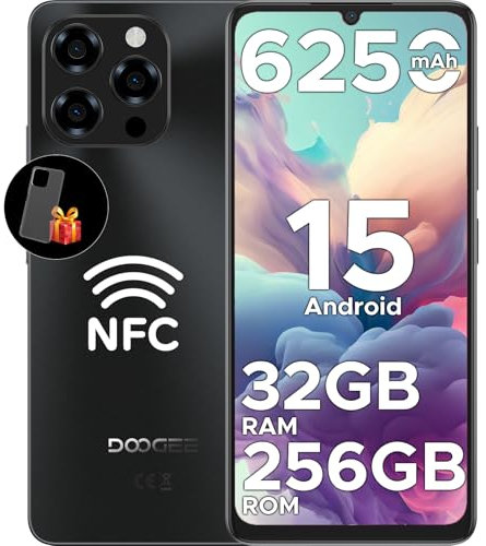 DOOGEE Note 58 Pro Mobile Phones, Android 15 Smartphone 2025, 6250mAh & 32GB+256GB, 6.75 HD+ 90Hz Display, 16MP+8MP, 4G Dual SIM Free Unlocked Phones, Widevine L1, Fingerprint/OTG/GPS/NFC, Black