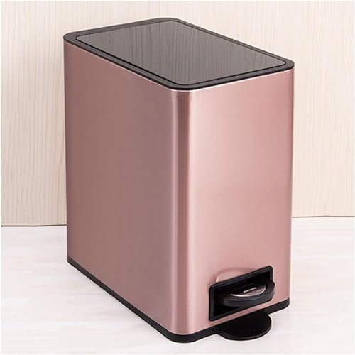 VUIKLCty Poubelle, Corbeille à Papier, Poubelle en Acier Inoxydable, Poubelle Domestique à Commande au Pied, Poubelle avec Couvercle, Poubelle(Rose)