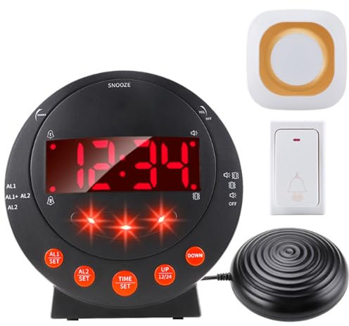 TARSHYRY ANCHE CLOCO CRIBRINGA, GIFLEGGIO DELLA WIRELESS, 2 Allarmi, Snooze, Regolazione DELLA luminosità, Volume in Collaborazione, Facile Utilizzo, Persone Anziane Non Udenti, Orologio