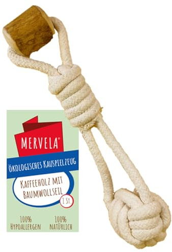 MERVELA® Kauseil aus Baumwolle mit Kaffeeholzknochen für Hunde – Natürliches Kauspielzeug, Zahnpflege & Langlebig – Für alle Hundegrößen (Kauseil 4)