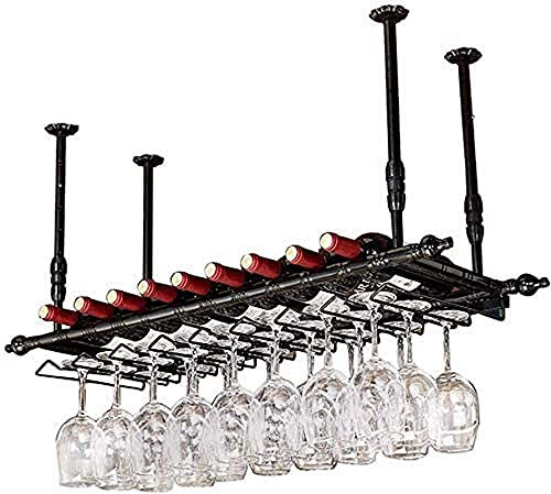 Wall-Mounted Wine Racks Bar Hanging Rack/Wrought Iron Adjustable Height Bar Counter Wine Cooler Can Hang Multiple Wine Glasses/Hanging Wine Holder/Floating Wine Shelf B 15030Cm(Interesting life