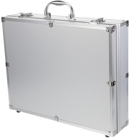 Warmhm Mikrofonkoffer aus Aluminiumlegierung mit Griff Stoßfest und Robust 4-Fach Schutzbox für Kabellose Mikrofone für Reisen und Aufbewahrung