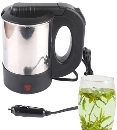 Caldera de agua portátil: calentador de hervidor de hervidero de viaje eléctrico, taza de ebullición rápida de 500 ml para acampar | 12V/24V Pequeño calentador de taza, bote de cierre automáti