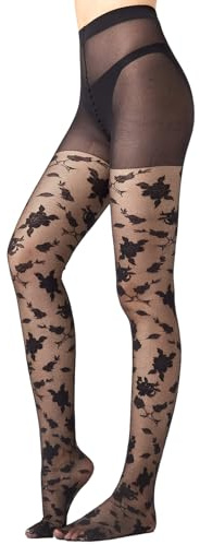 Aaronano Fischnetz Strumpfhosen Damen Schwarz Muster Spitzen | Feinstrumpfhose Transparent Gemustert,Netz