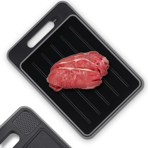 NK Planche pour décongeler Les Aliments + Planche à découper (4 en 1) - Décongeler, Couper, râper Les épices et aiguiser Les Couteaux, antiadhésive et antidérapante, 36,5 x 25 x 1 cm (Lave-Vaisselle