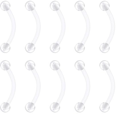 D.Bella 8–10 st klara böjda barbells retainer 16 g plast ögonbrow örhänge läpp Helix Tragus Rook Bars 6–12 mm Labret Flexible Retainers Akryl Bioflex Piercing
