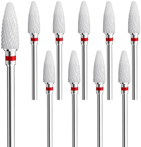 Keramik-Nagelbohrer, elektrische Maniküre, 0,2 cm Schaft in Maisform, 10 Stück | Fine F Nagelhautreiniger, Nagelfeile für Maniküre, Pediküre, Nagelhautreiniger, Politur, Entfernen von Acryl