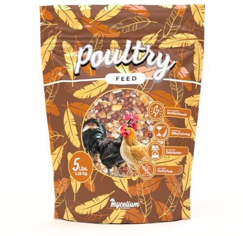 Mycelium Poultry Feed (5 LB Bag) | Organic 3-Grain Scratch for Chickens, Hens, Ducks & Backyard Flocks | High-Energy Daily Nutrition | Cracked Corn, Wheat & Milo | Non-GMO, Made in USA